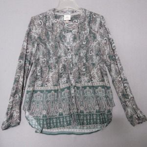 Knox Rose Boho Smocked‎ Paisley Top